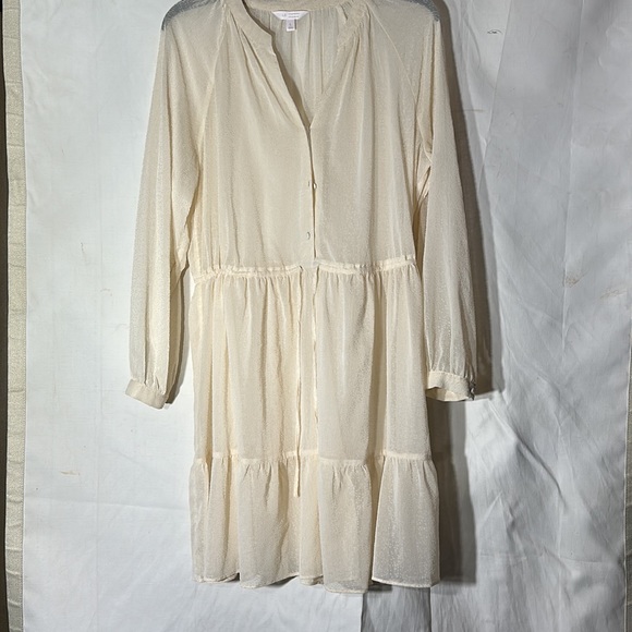 Lauren Conrad Ivory Sheer  Long Sleeve Dress Size Large - Picture 3 of 6